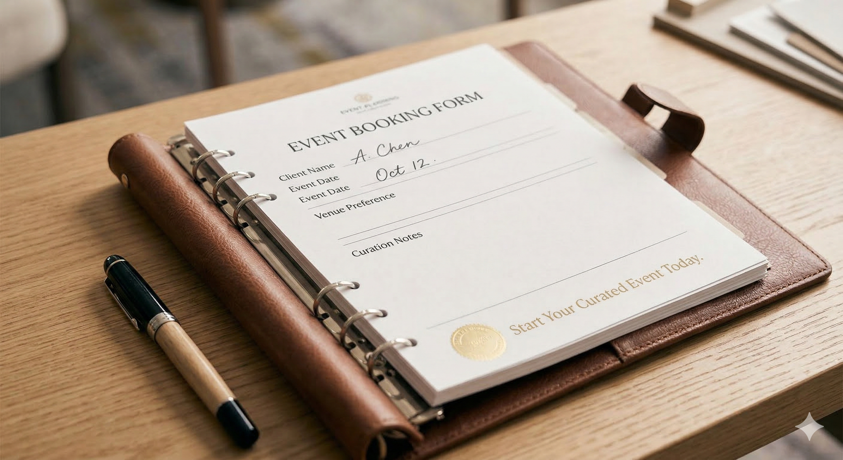 Close-up of booking planner